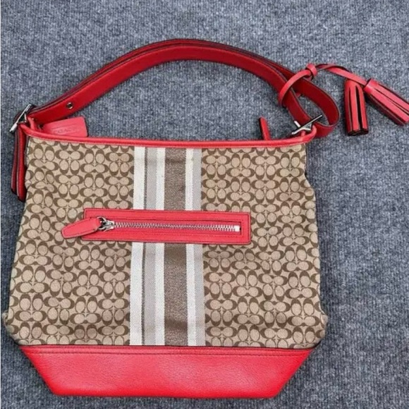 Coach Beige and Orange Shoulder Bag - Picture 3 of 7